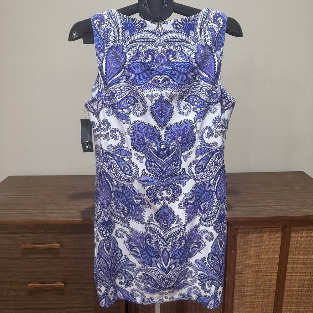 NWT Purple Paisley Sheath Dress Size 12 Preppy Boho Coastal 90s Resort Workwear - Picture 5 of 8